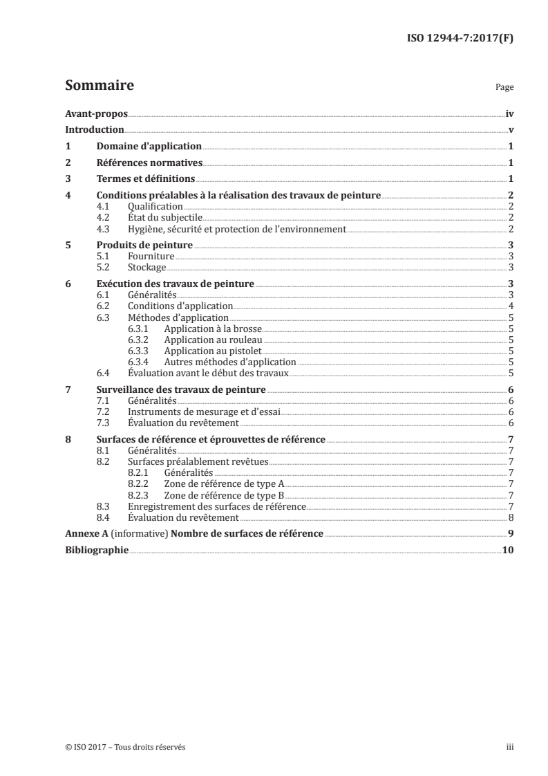 ISO 12944-7:2017 ISO 12944-7:2017 - Peintures et vernis — Anticorrosion des structures en acier par systèmes de peinture — Partie 7: Exécution et surveillance des travaux de peinture/13/2017 - Page 3 preview