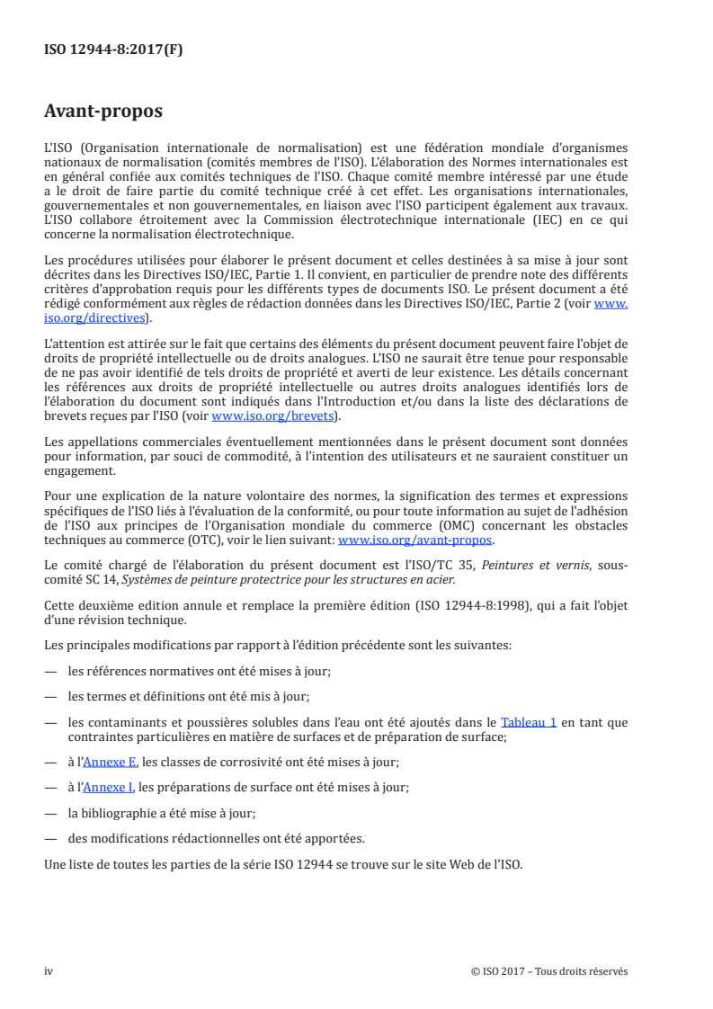 ISO 12944-8:2017 ISO 12944-8:2017 - Peintures et vernis — Anticorrosion des structures en acier par systèmes de peinture — Partie 8: Développement de spécifications pour les travaux neufs et de maintenance/13/2017 - Page 4 preview