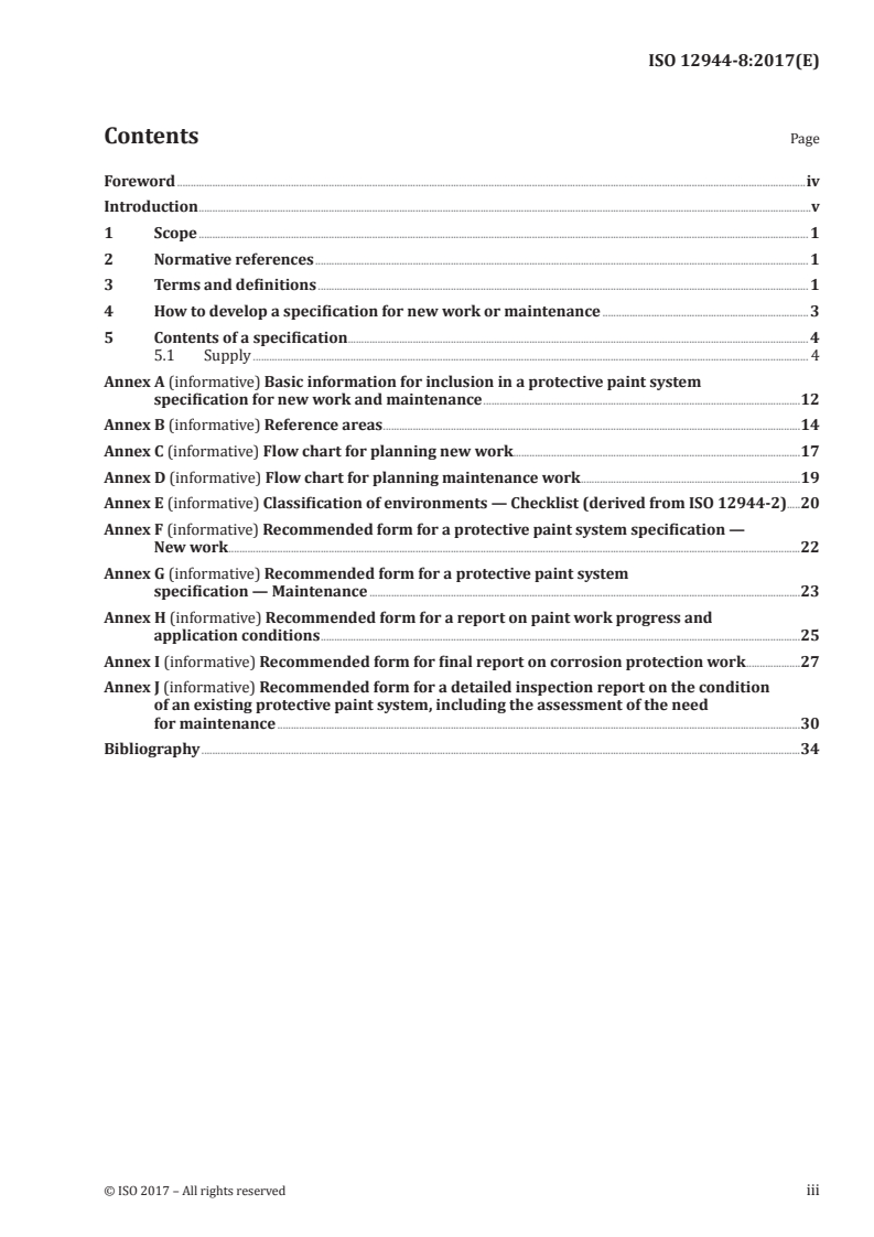ISO 12944-8:2017 ISO 12944-8:2017 - Paints and varnishes — Corrosion protection of steel structures by protective paint systems — Part 8: Development of specifications for new work and maintenance/13/2017 - Page 3 preview