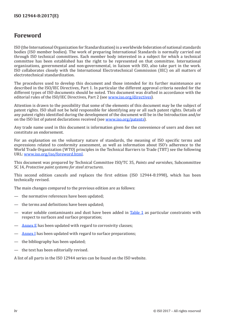 ISO 12944-8:2017 ISO 12944-8:2017 - Paints and varnishes — Corrosion protection of steel structures by protective paint systems — Part 8: Development of specifications for new work and maintenance/13/2017 - Page 4 preview