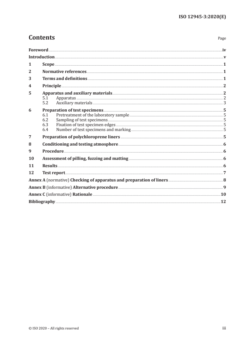 ISO 12945-3:2020 ISO 12945-3:2020 - Textiles — Determination of fabric propensity to surface pilling, fuzzing or matting — Part 3: Random tumble pilling method/30/2020 - Page 3 preview