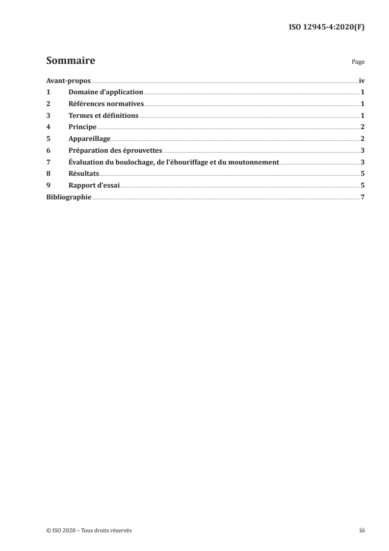 ISO 12945-4:2020 ISO 12945-4:2020 - Textiles — Détermination de la propension au boulochage, à l'ébouriffage ou au moutonnement des étoffes en surface — Partie 4: Évaluation du boulochage, de l’ébouriffage et du moutonnement par analyse visuelle/30/2020 - Page 3 preview