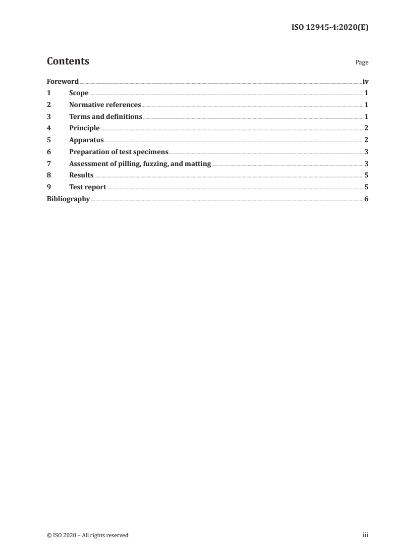 ISO 12945-4:2020 ISO 12945-4:2020 - Textiles — Determination of fabric propensity to surface pilling, fuzzing or matting — Part 4: Assessment of pilling, fuzzing and matting by visual analysis/30/2020 - Page 3 preview