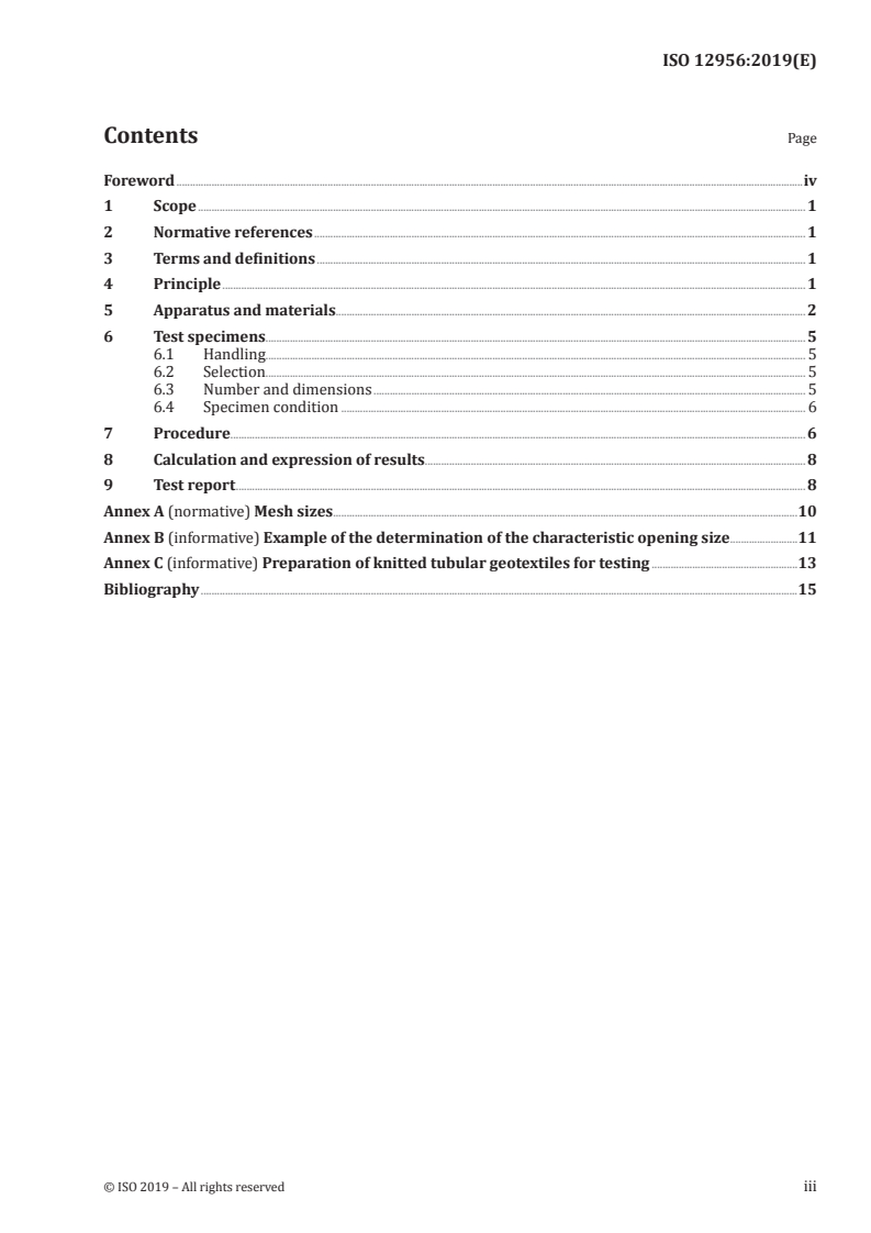 ISO 12956:2019 ISO 12956:2019 - Geotextiles and geotextile-related products — Determination of the characteristic opening size/13/2019 - Page 3 preview