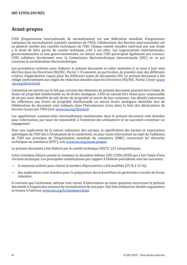 ISO 12956:2019 ISO 12956:2019 - Géotextiles et produits apparentés — Détermination de l'ouverture de filtration caractéristique/3/2020 - Page 4 preview