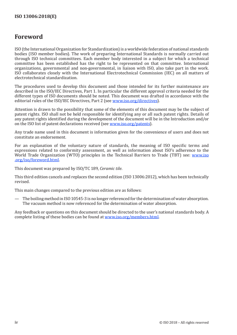 ISO 13006:2018 ISO 13006:2018 - Ceramic tiles — Definitions, classification, characteristics and marking/5/2018 - Page 4 preview