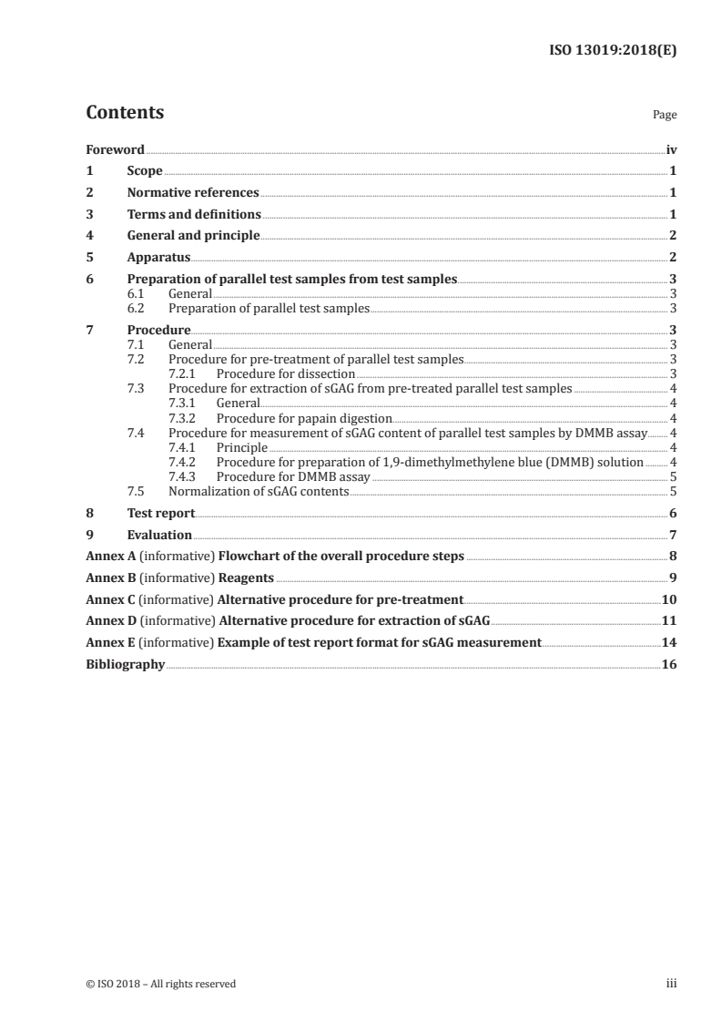 ISO 13019:2018 ISO 13019:2018 - Tissue-engineered medical products — Quantification of sulfated glycosaminoglycans (sGAG) for evaluation of chondrogenesis/5/2018 - Page 3 preview