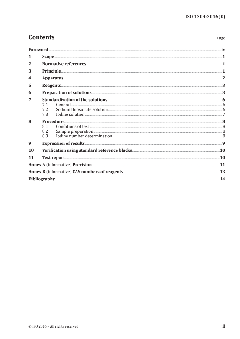 ISO 1304:2016 ISO 1304:2016 - Rubber compounding ingredients — Carbon black — Determination of iodine adsorption number/7/2016 - Page 3 preview