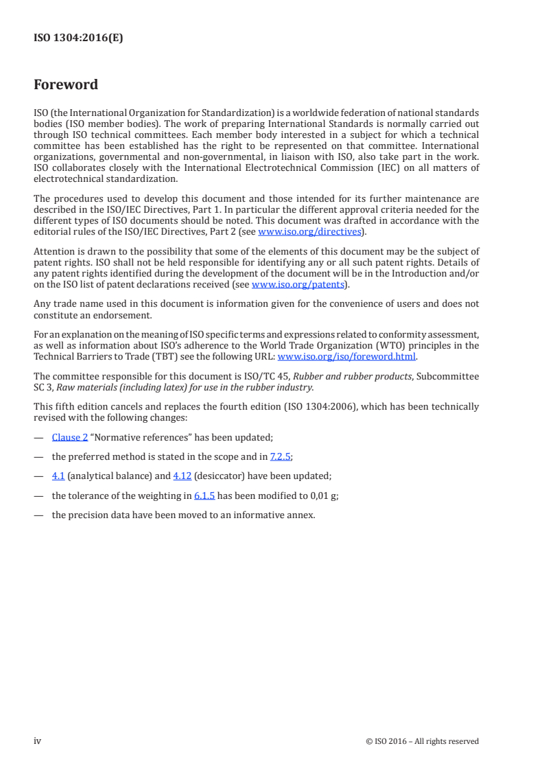 ISO 1304:2016 ISO 1304:2016 - Rubber compounding ingredients — Carbon black — Determination of iodine adsorption number/7/2016 - Page 4 preview