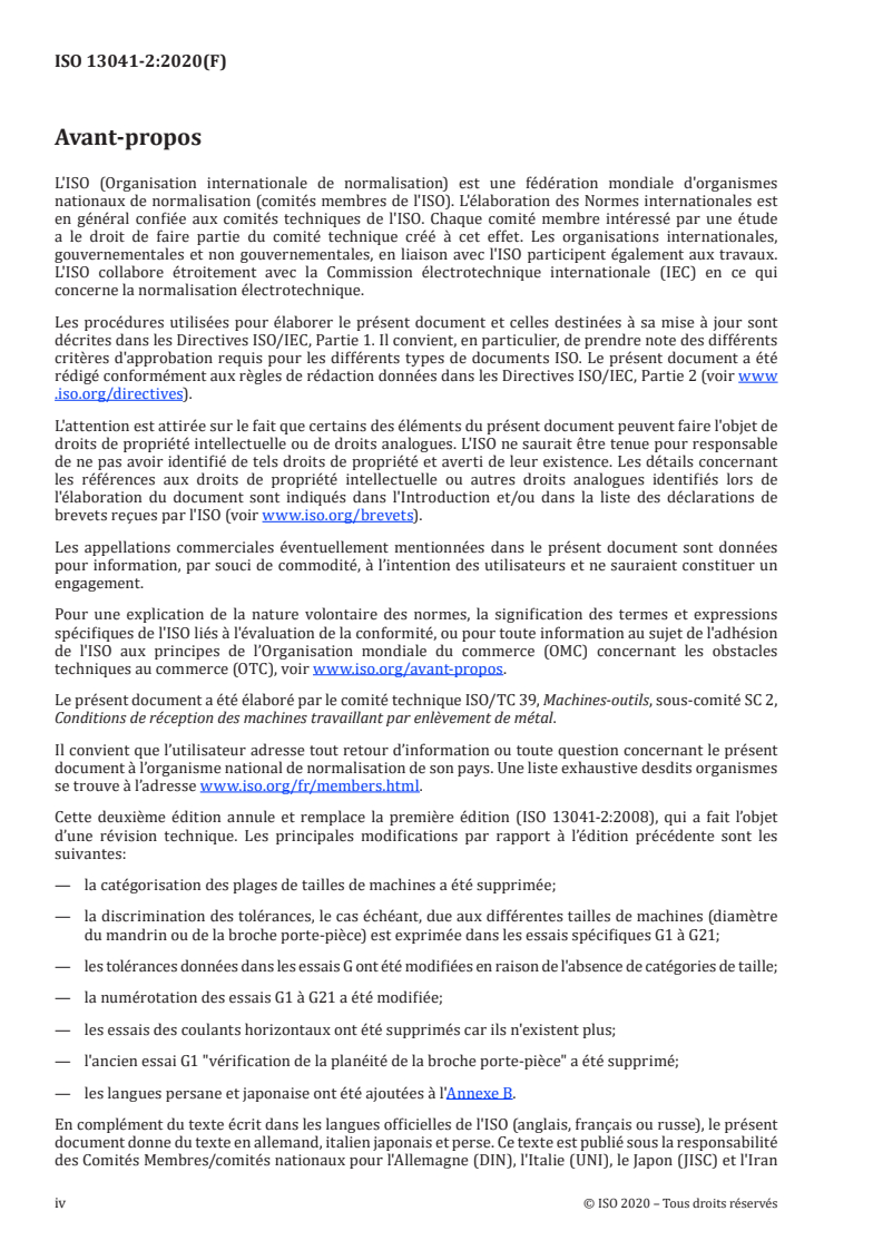 ISO 13041-2:2020 ISO 13041-2:2020 - Conditions d'essai des tours à commande numérique et des centres de tournage — Partie 2: Essais géométriques pour les machines à broche porte-pièce verticale/25/2020 - Page 4 preview