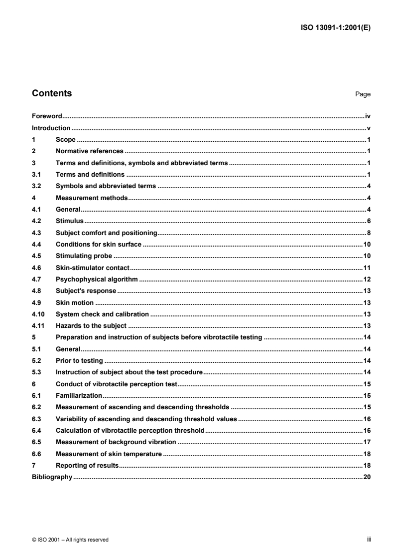 ISO 13091-1:2001 ISO 13091-1:2001 - Mechanical vibration — Vibrotactile perception thresholds for the assessment of nerve dysfunction — Part 1: Methods of measurement at the fingertips/31/2001 - Page 3 preview