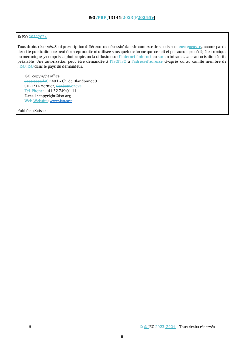 ISO 13141:2024 REDLINE ISO 13141:2024 - Perception de télépéage — Communications d'augmentation de localisations pour systèmes autonomes
Released:3/27/2024 - Page 2 preview