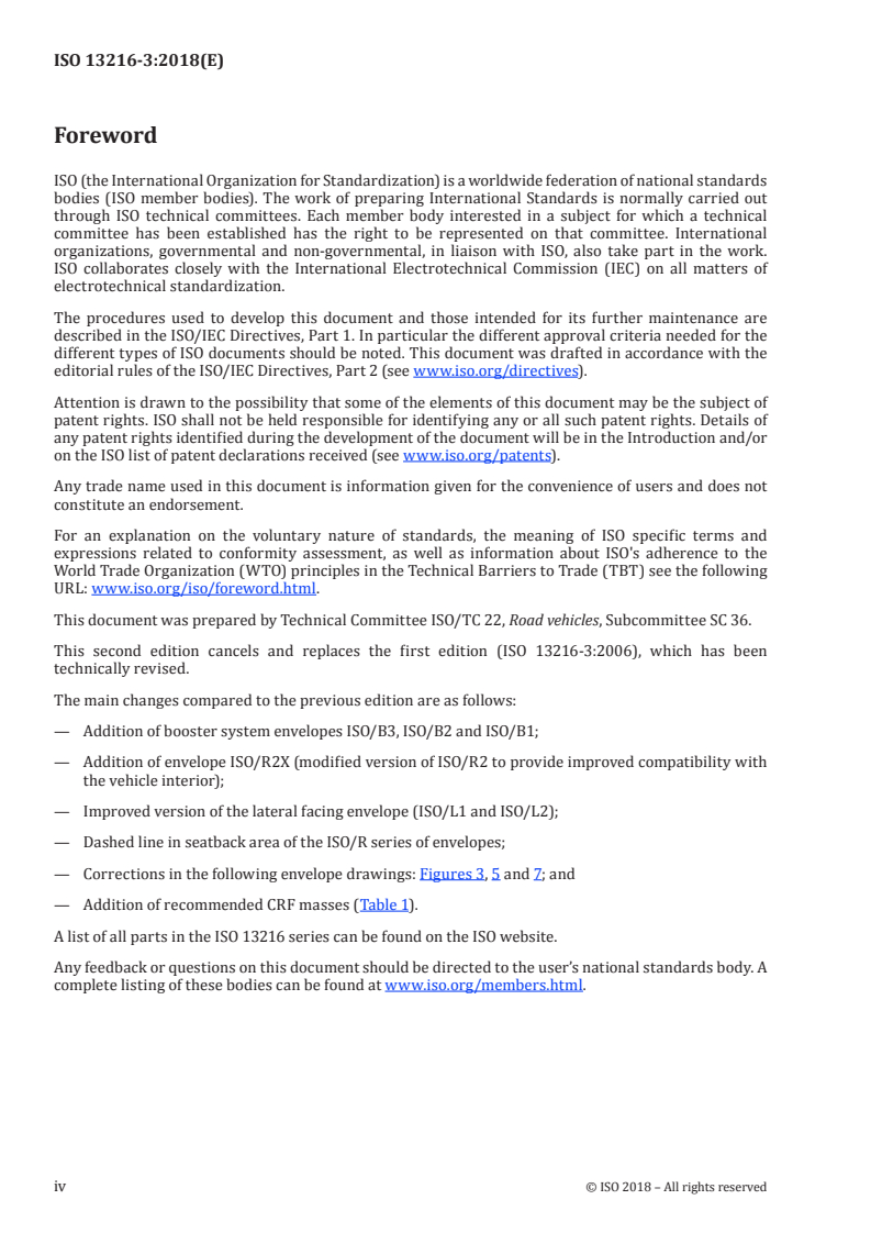 ISO 13216-3:2018 ISO 13216-3:2018 - Road vehicles — Anchorages in vehicles and attachments to anchorages for child restraint systems — Part 3: Classification of child restraint system and space in vehicle/18/2018 - Page 4 preview
