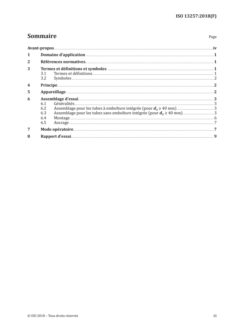 ISO 13257:2018 ISO 13257:2018 - Systèmes de canalisations thermoplastiques pour applications sans pression — Méthode d'essai de résistance à des cycles de température élevée/8/2018 - Page 3 preview