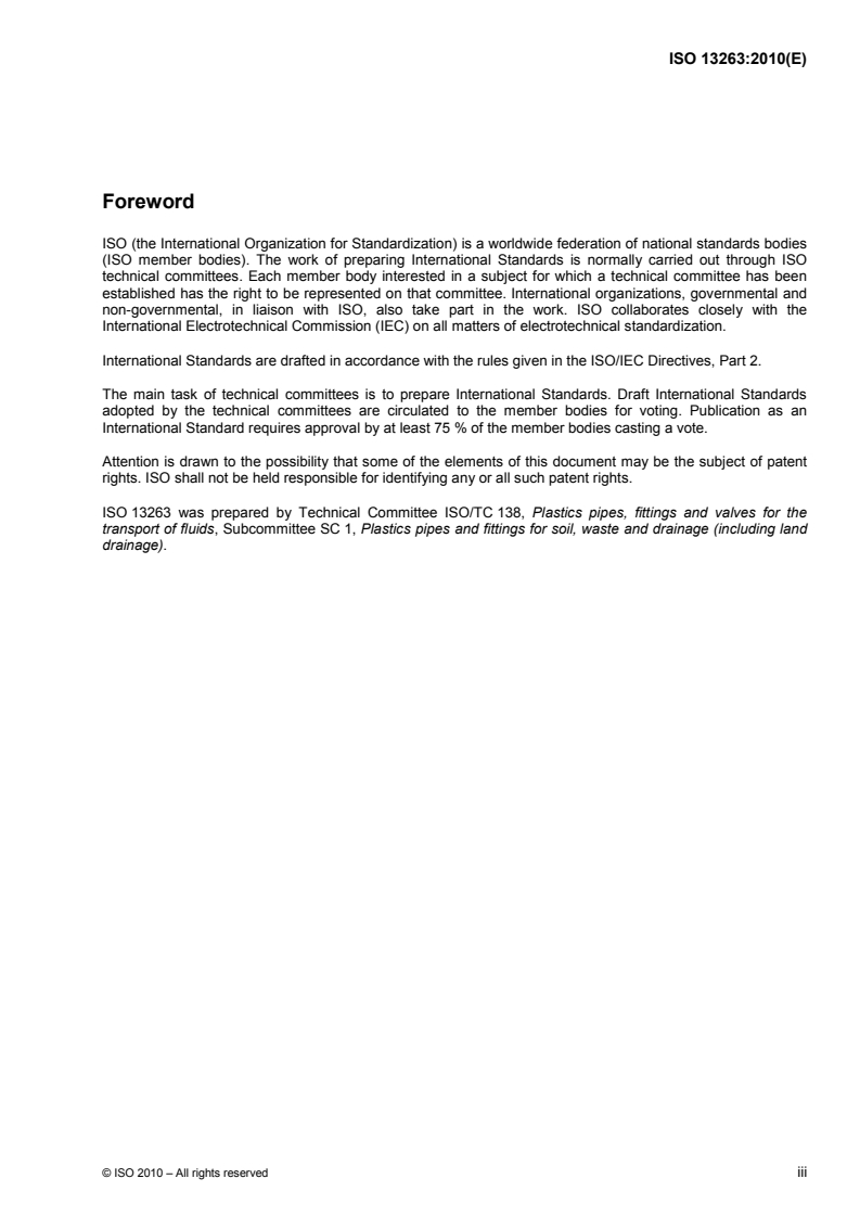 ISO 13263:2010 ISO 13263:2010 - Thermoplastics piping systems for non-pressure underground drainage and sewerage — Thermoplastics fittings — Test method for impact strength/15/2010 - Page 3 preview