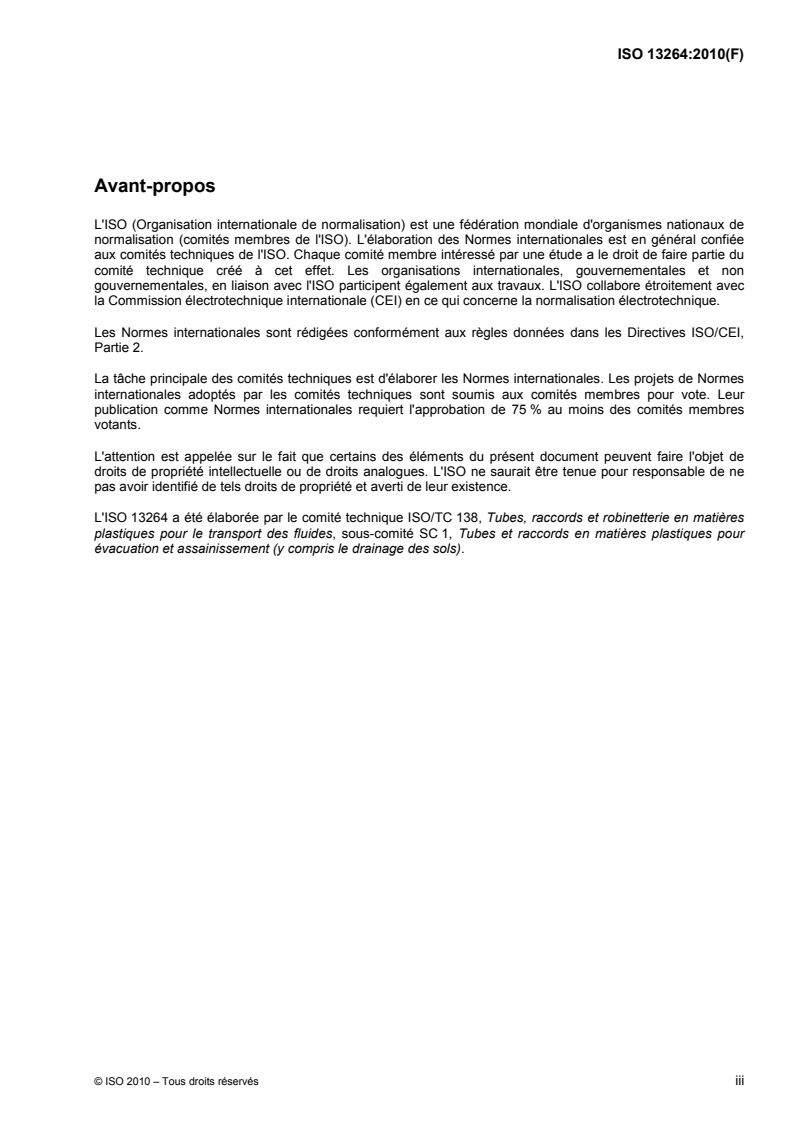 ISO 13264:2010 ISO 13264:2010 - Systèmes de canalisations thermoplastiques pour branchements et collecteurs d'assainissement enterrés sans pression — Raccords thermoplastiques — Méthode d'essai de la résistance mécanique ou de la flexibilité des raccords façonnés/25/2010 - Page 3 preview