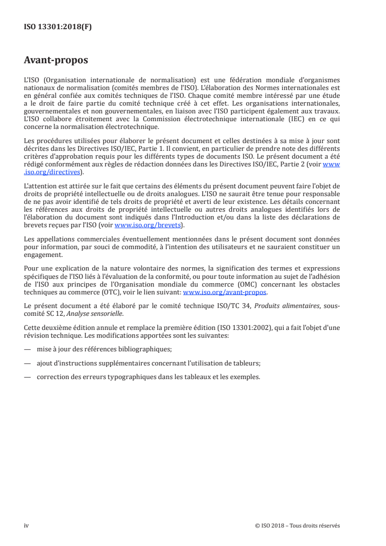 ISO 13301:2018 ISO 13301:2018 - Analyse sensorielle — Méthodologie — Recommandations générales pour le mesurage des seuils de détection d'odeur, de flaveur et de goût par une technique à choix forcé de 1 parmi 3 (3-AFC)/24/2018 - Page 4 preview