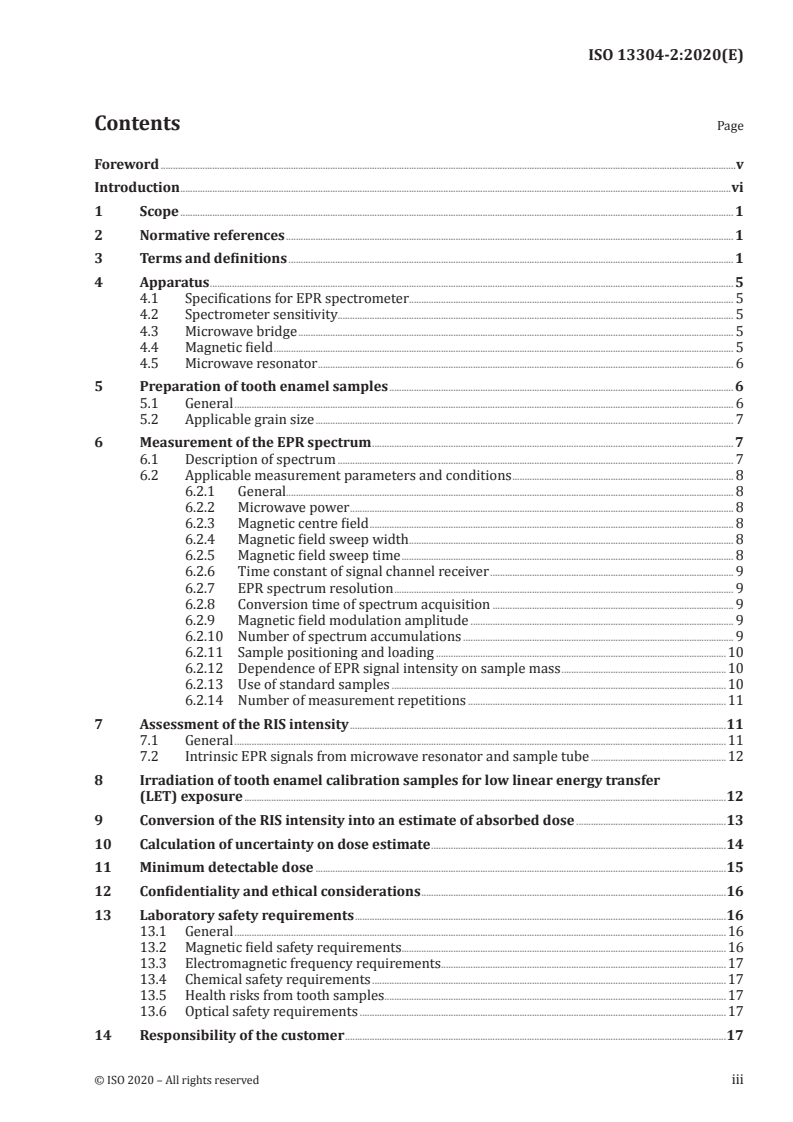 ISO 13304-2:2020 ISO 13304-2:2020 - Radiological protection — Minimum criteria for electron paramagnetic resonance (EPR) spectroscopy for retrospective dosimetry of ionizing radiation — Part 2: Ex vivo human tooth enamel dosimetry/20/2020 - Page 3 preview