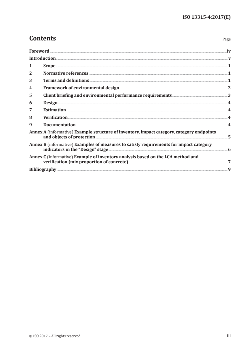 ISO 13315-4:2017 ISO 13315-4:2017 - Environmental management for concrete and concrete structures — Part 4: Environmental design of concrete structures/23/2017 - Page 3 preview