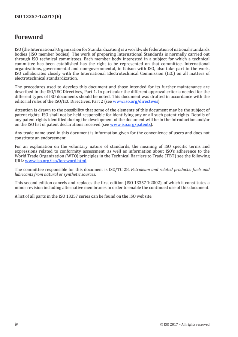 ISO 13357-1:2017 ISO 13357-1:2017 - Petroleum products — Determination of the filterability of lubricating oils — Part 1: Procedure for oils in the presence of water/9/2017 - Page 4 preview