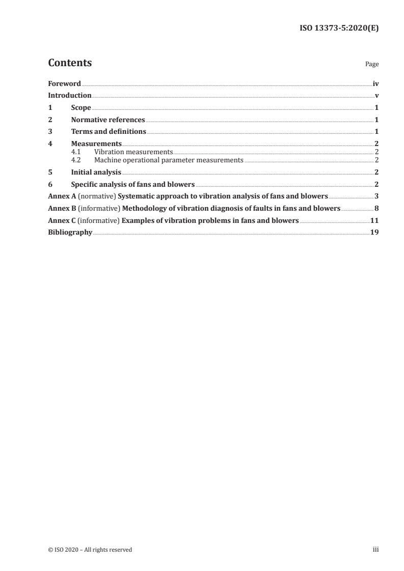 ISO 13373-5:2020 ISO 13373-5:2020 - Condition monitoring and diagnostics of machines — Vibration condition monitoring — Part 5: Diagnostic techniques for fans and blowers/11/2020 - Page 3 preview