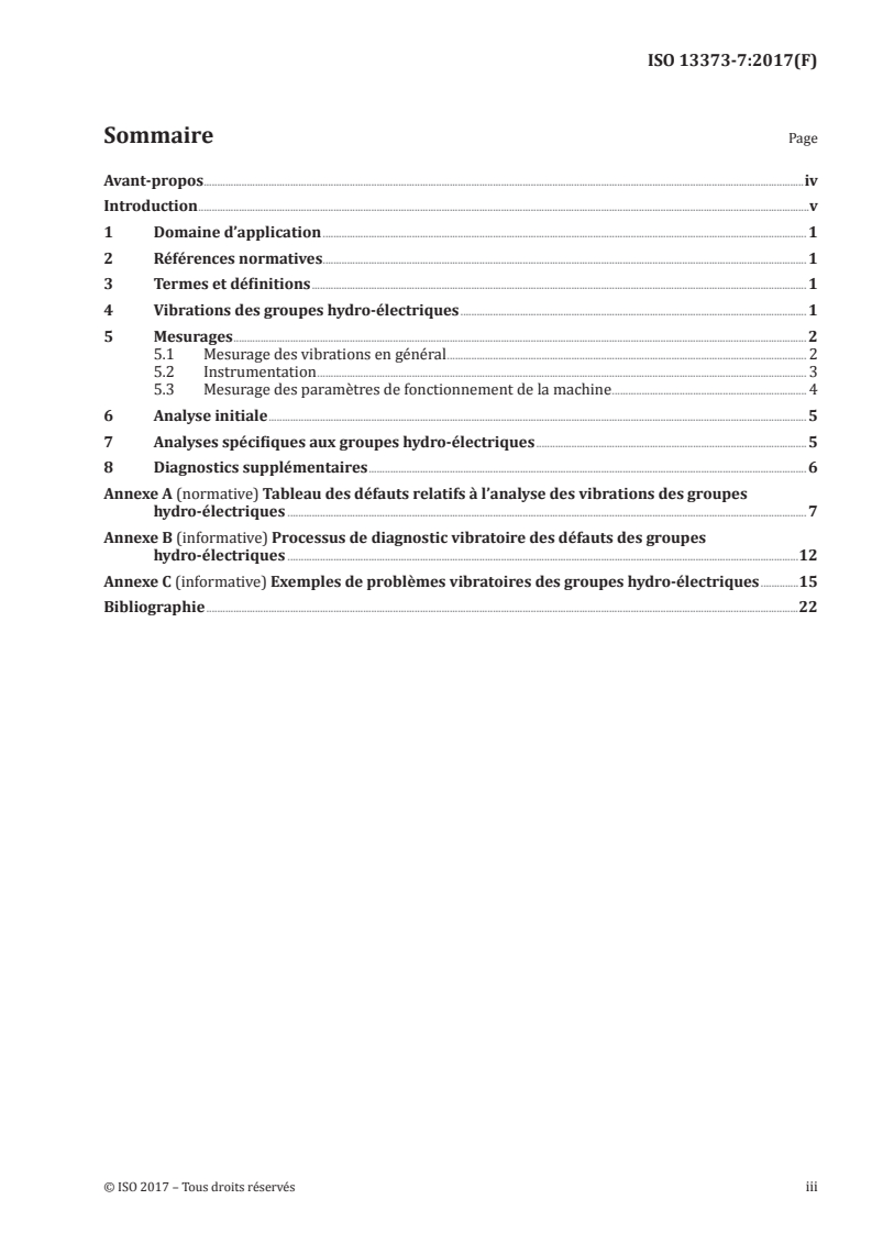 ISO 13373-7:2017 ISO 13373-7:2017 - Surveillance et diagnostic d'état des machines — Surveillance des vibrations — Partie 7: Techniques de diagnostic pour machines équipant les centrales hydro-électriques et les stations de turbine-pompe/10/2017 - Page 3 preview