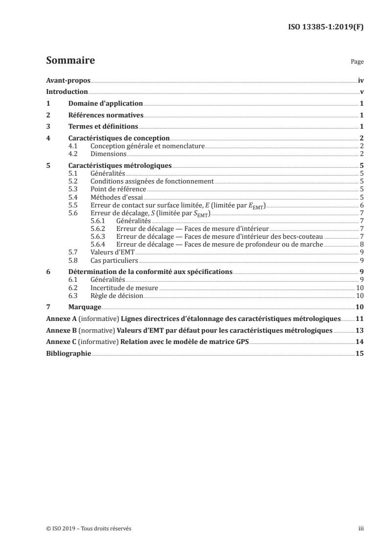 ISO 13385-1:2019 ISO 13385-1:2019 - Spécification géométrique des produits (GPS) — Équipement de mesurage dimensionnel — Partie 1: Caractéristiques de conception et caractéristiques métrologiques des pieds à coulisse/21/2019 - Page 3 preview