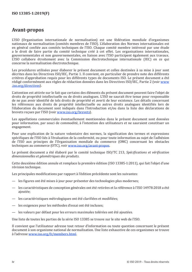ISO 13385-1:2019 ISO 13385-1:2019 - Spécification géométrique des produits (GPS) — Équipement de mesurage dimensionnel — Partie 1: Caractéristiques de conception et caractéristiques métrologiques des pieds à coulisse/21/2019 - Page 4 preview