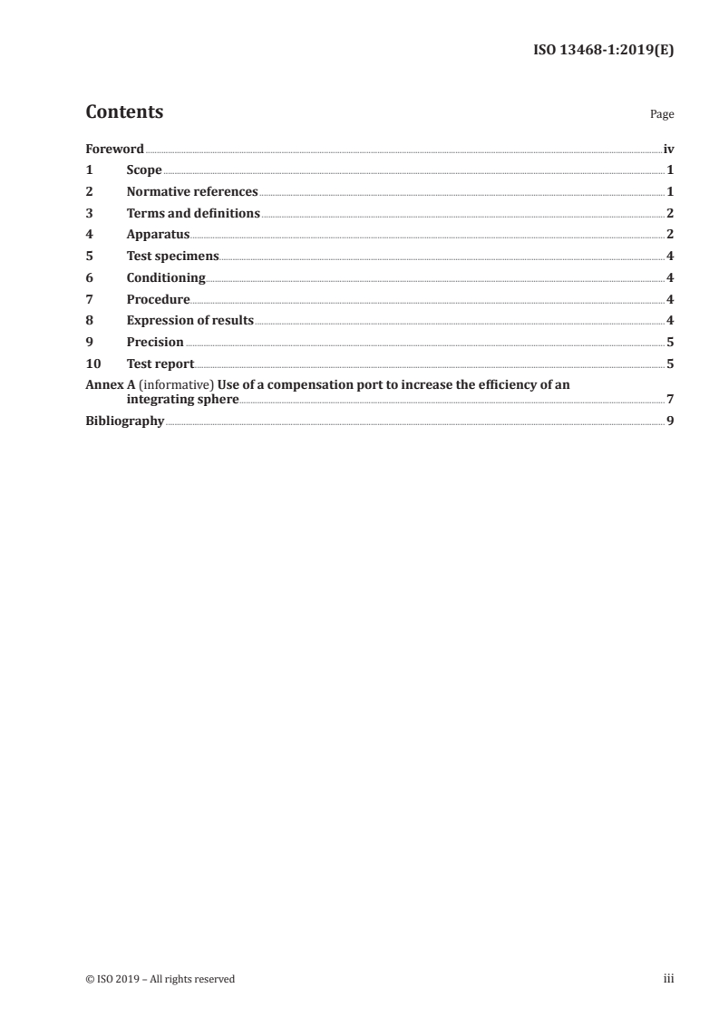 ISO 13468-1:2019 ISO 13468-1:2019 - Plastics — Determination of the total luminous transmittance of transparent materials — Part 1: Single-beam instrument/5/2019 - Page 3 preview