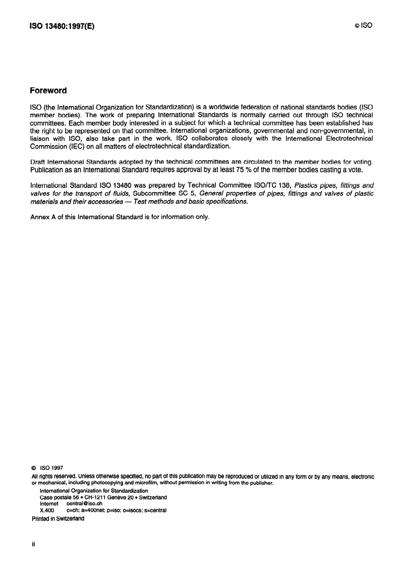 ISO 13480:1997 ISO 13480:1997 - Polyethylene pipes — Resistance to slow crack growth — Cone test method/11/1997 - Page 2 preview