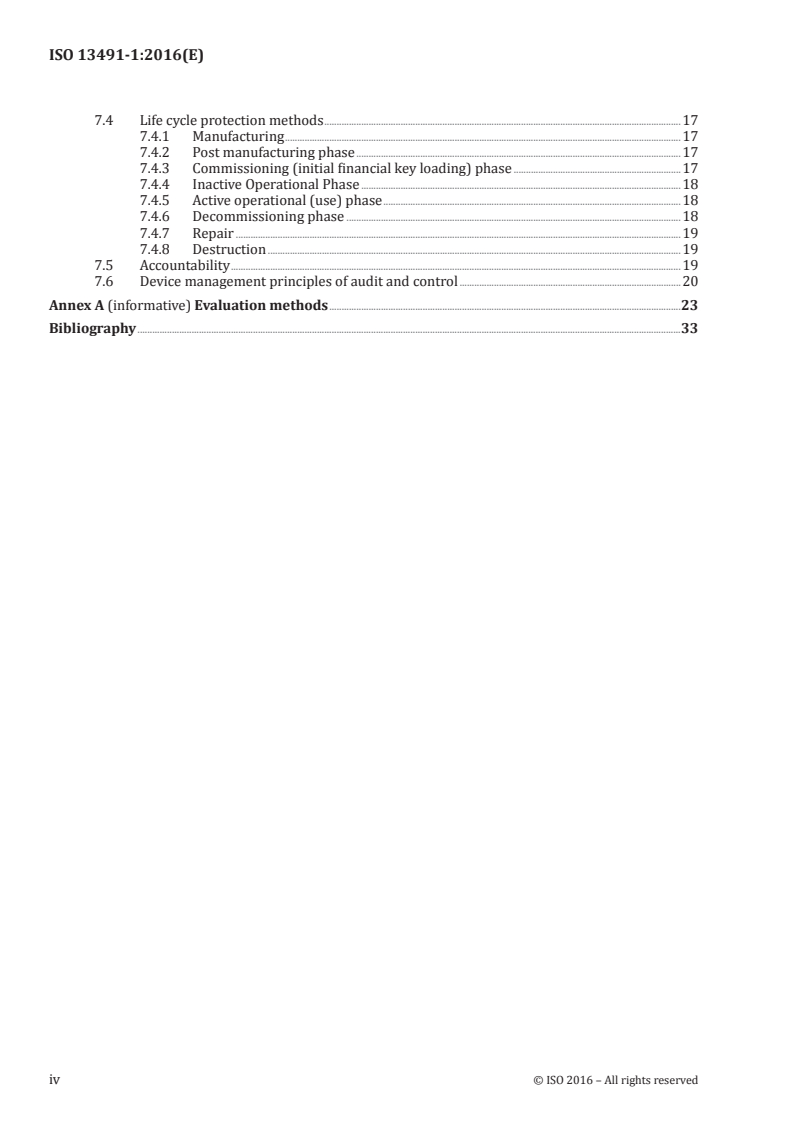 ISO 13491-1:2016 ISO 13491-1:2016 - Financial services — Secure cryptographic devices (retail) — Part 1: Concepts, requirements and evaluation methods/17/2016 - Page 4 preview