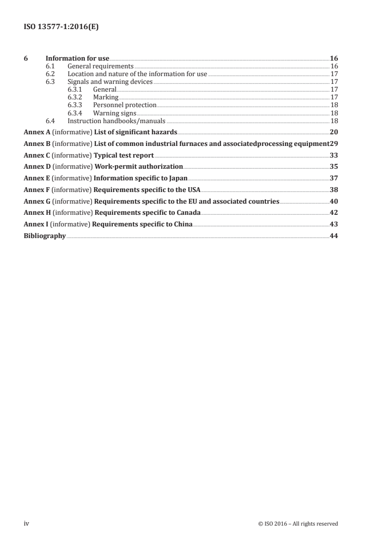ISO 13577-1:2016 ISO 13577-1:2016 - Industrial furnaces and associated processing equipment — Safety — Part 1: General requirements/5/2016 - Page 4 preview