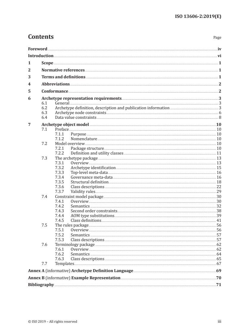 ISO 13606-2:2019 ISO 13606-2:2019 - Health informatics — Electronic health record communication — Part 2: Archetype interchange specification/7/2019 - Page 3 preview