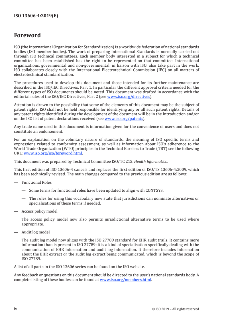 ISO 13606-4:2019 ISO 13606-4:2019 - Health informatics — Electronic health record communication — Part 4: Security/7/2019 - Page 4 preview