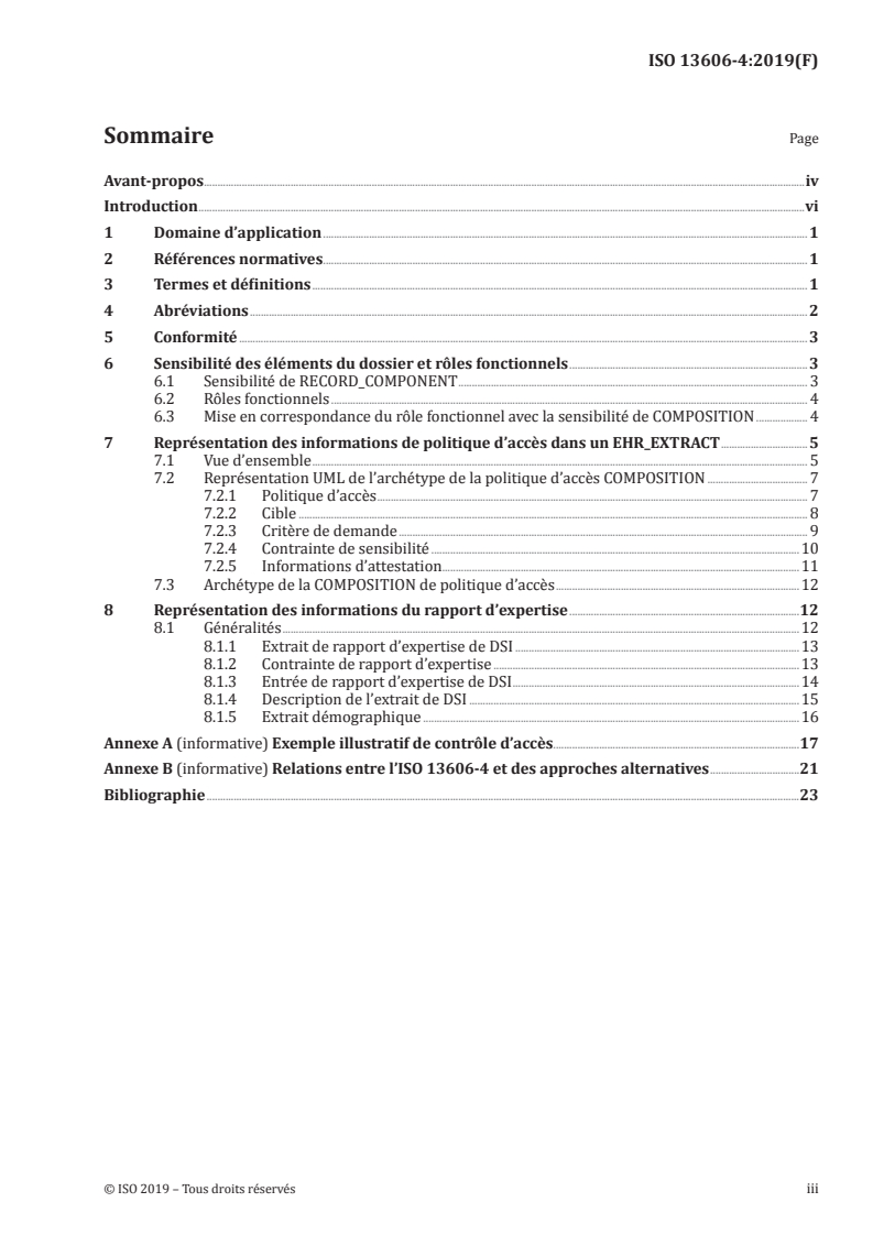 ISO 13606-4:2019 ISO 13606-4:2019 - Informatique de santé — Communication du dossier de santé informatisé — Partie 4: Sécurité/7/2019 - Page 3 preview