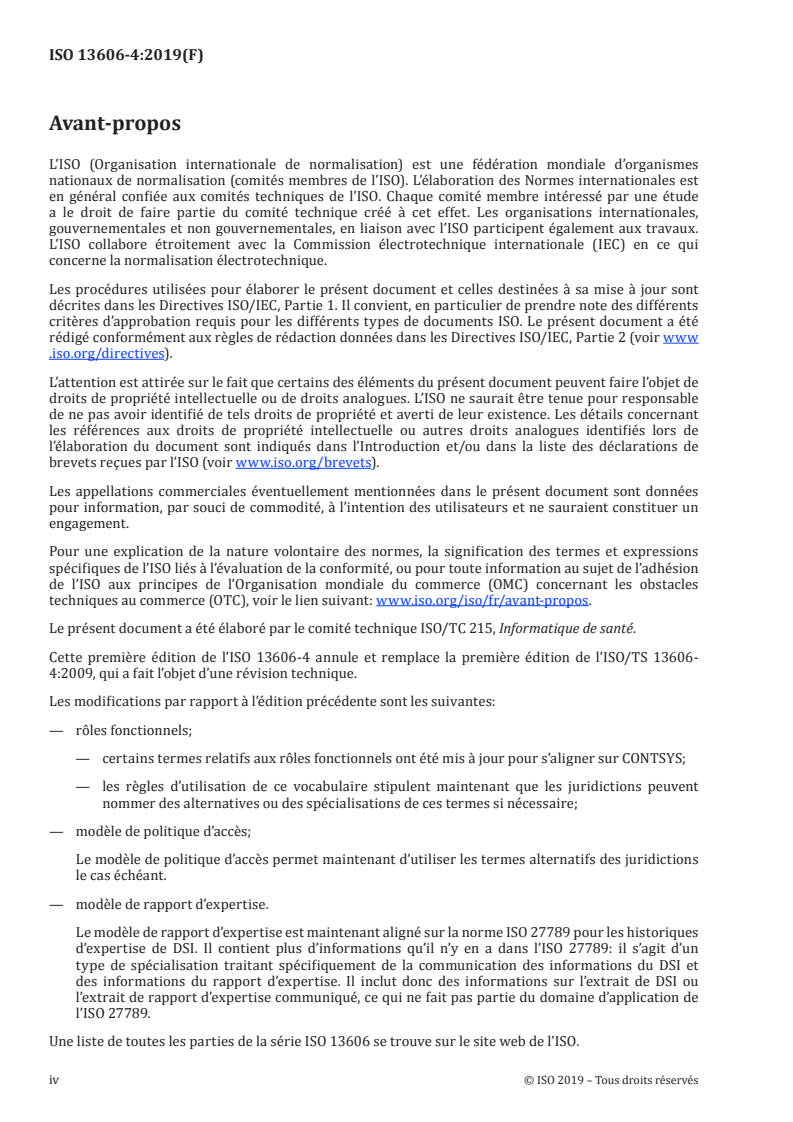 ISO 13606-4:2019 ISO 13606-4:2019 - Informatique de santé — Communication du dossier de santé informatisé — Partie 4: Sécurité/7/2019 - Page 4 preview