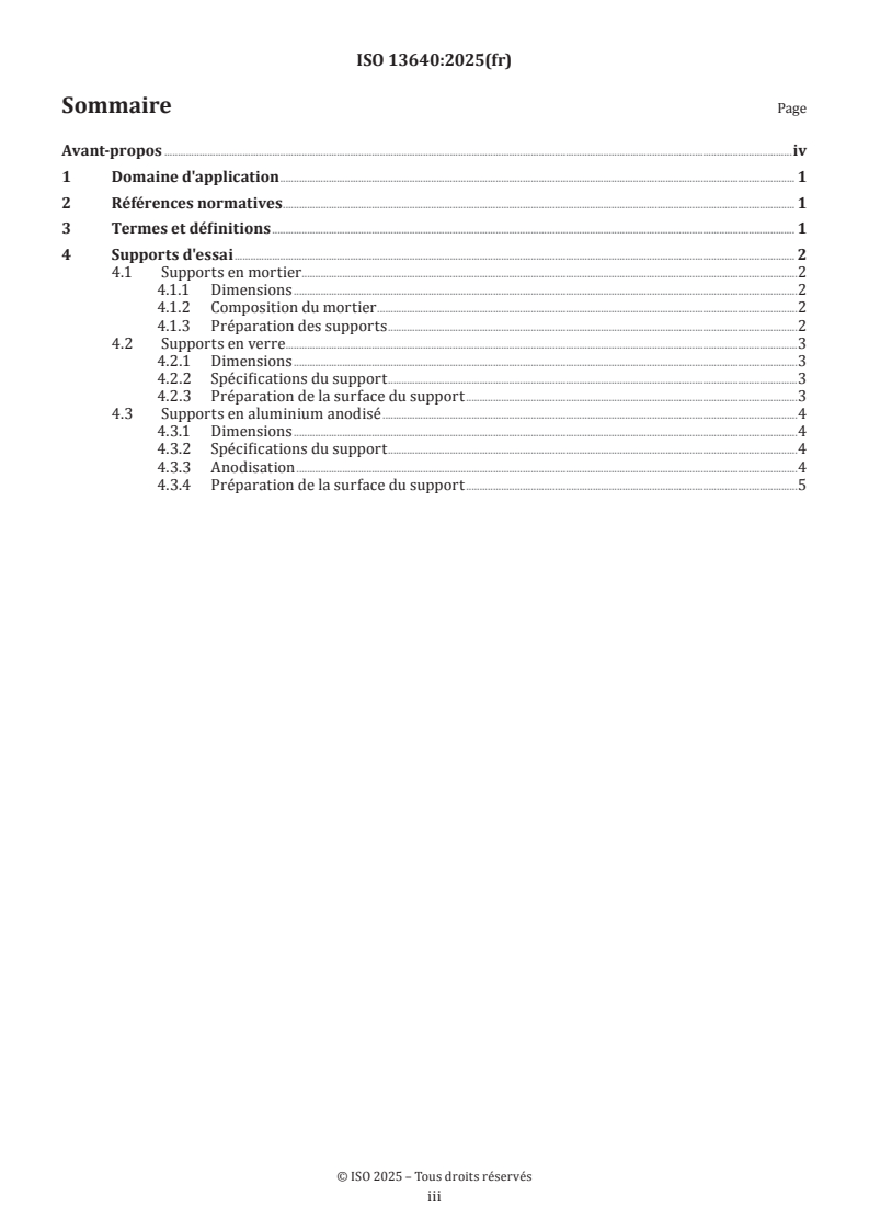ISO 13640:2025 ISO 13640:2025 - Mastics pour le bâtiment et le génie civil — Prescriptions relatives aux supports d'essais/12/2026 - Page 3 preview