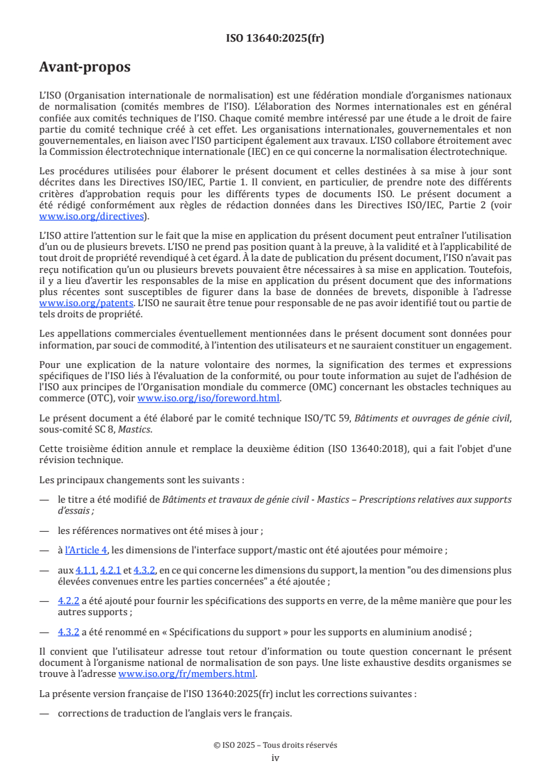 ISO 13640:2025 ISO 13640:2025 - Mastics pour le bâtiment et le génie civil — Prescriptions relatives aux supports d'essais/12/2026 - Page 4 preview
