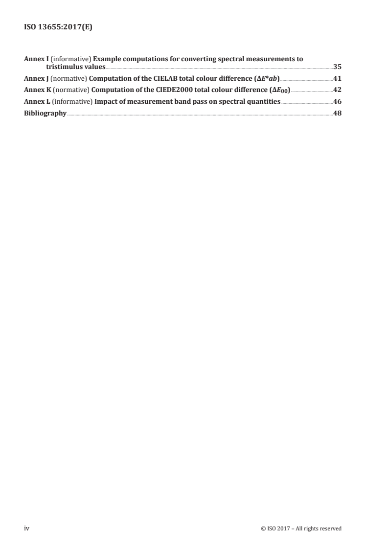 SIST ISO 13655:2018 ISO 13655:2017 - Graphic technology — Spectral measurement and colorimetric computation for graphic arts images/12/2017 - Page 4 preview