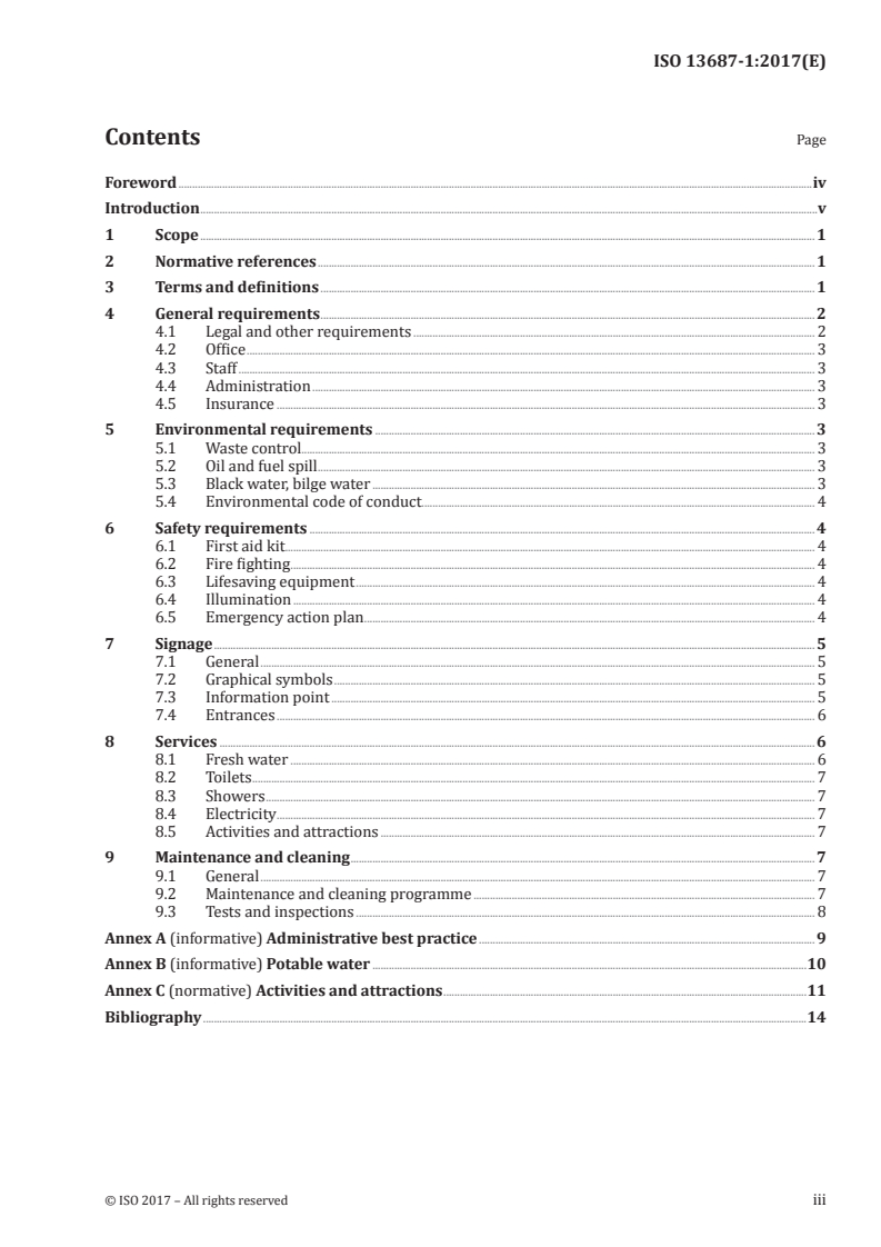 ISO 13687-1:2017 ISO 13687-1:2017 - Tourism and related services — Yacht harbours — Part 1: Minimum requirements for basic service level harbours/10/2017 - Page 3 preview