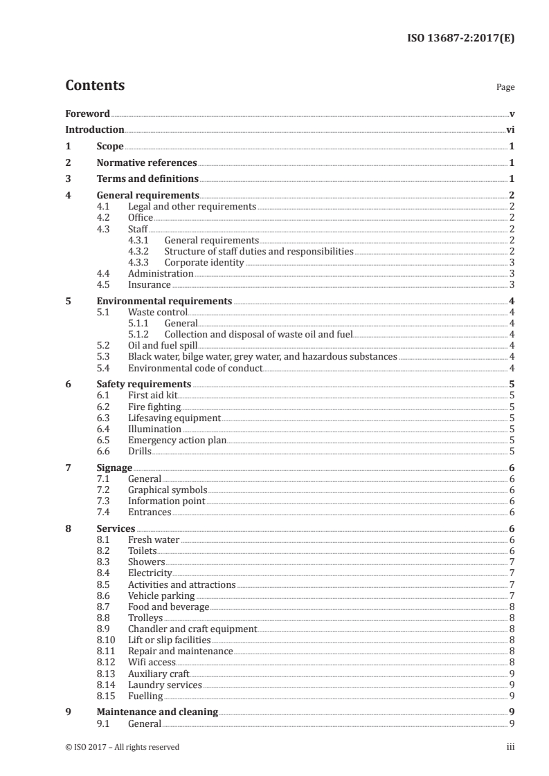 ISO 13687-2:2017 ISO 13687-2:2017 - Tourism and related services — Yacht harbours — Part 2: Minimum requirements for intermediate service level harbours/10/2017 - Page 3 preview