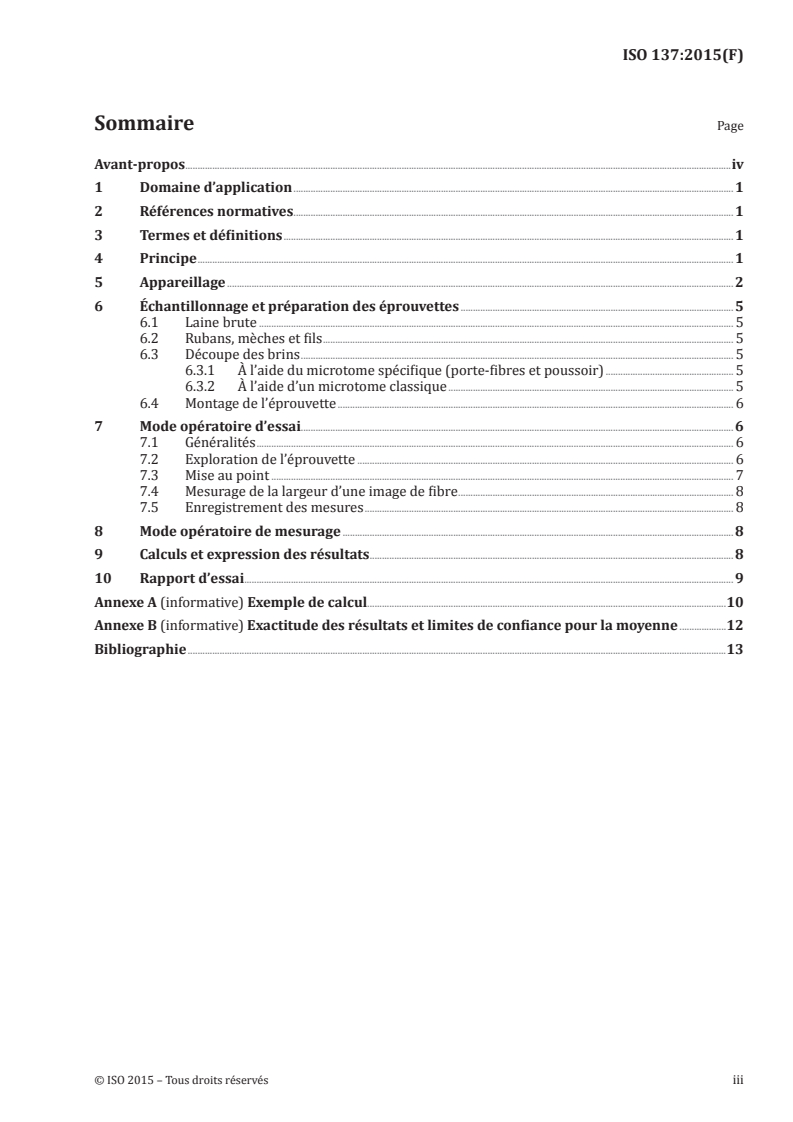 ISO 137:2015 ISO 137:2015 - Laine — Détermination du diamètre des fibres — Méthode du microscope à projection/23/2015 - Page 3 preview