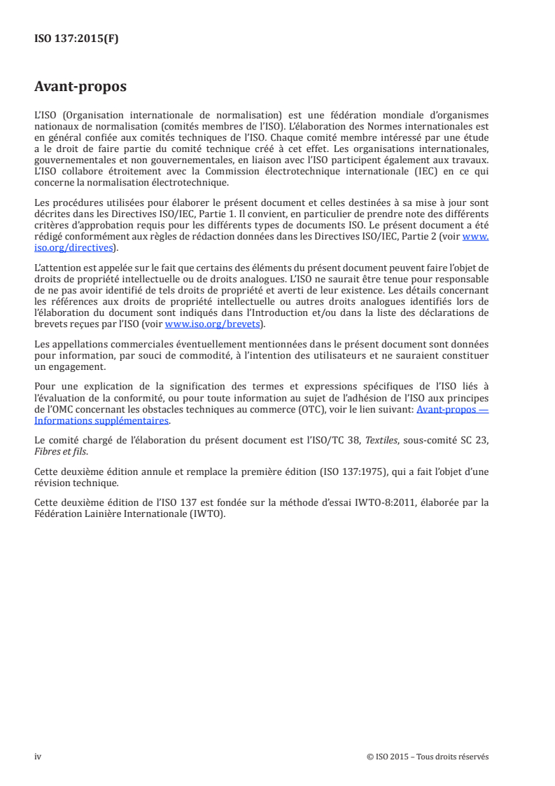 ISO 137:2015 ISO 137:2015 - Laine — Détermination du diamètre des fibres — Méthode du microscope à projection/23/2015 - Page 4 preview
