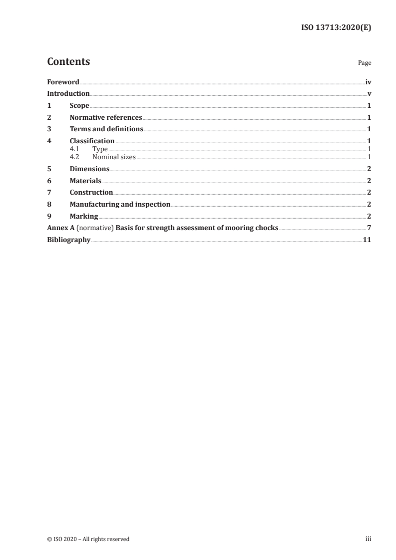 ISO 13713:2020 ISO 13713:2020 - Ships and marine technology — Ship's mooring and towing fittings — Mooring chocks/28/2020 - Page 3 preview