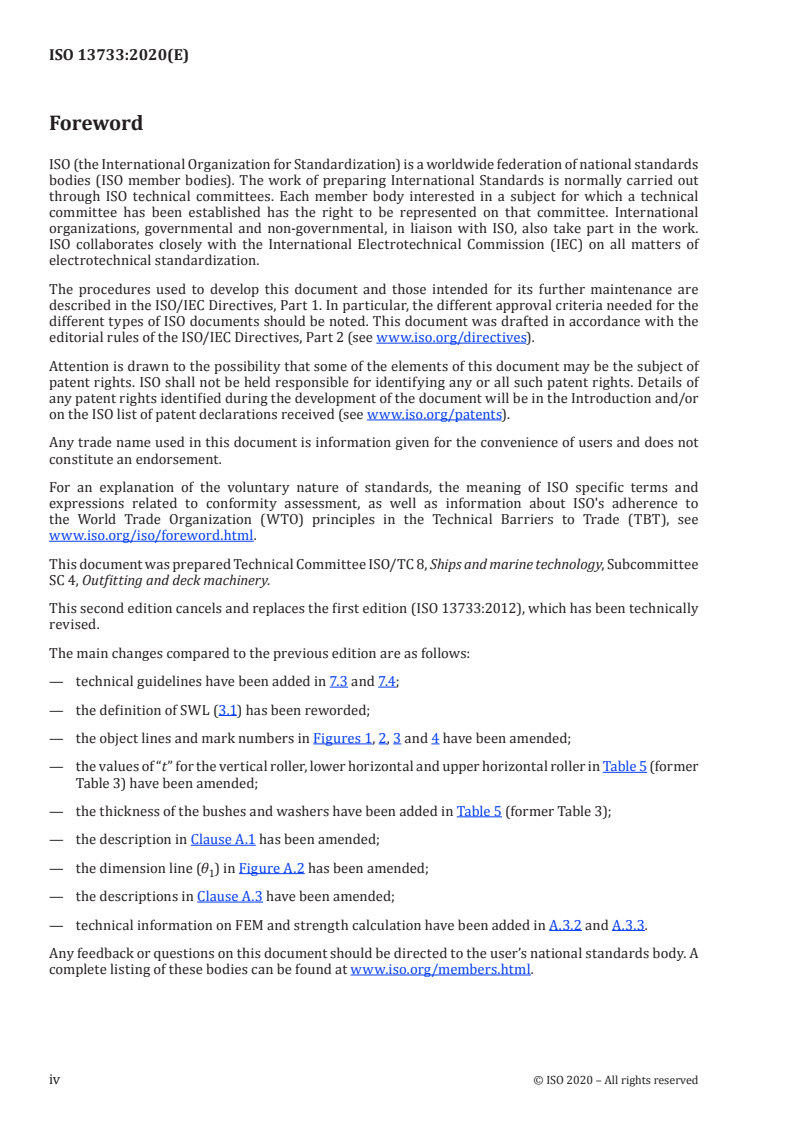 ISO 13733:2020 ISO 13733:2020 - Ships and marine technology — Ship's mooring and towing fittings — Universal fairleads with upper roller/28/2020 - Page 4 preview