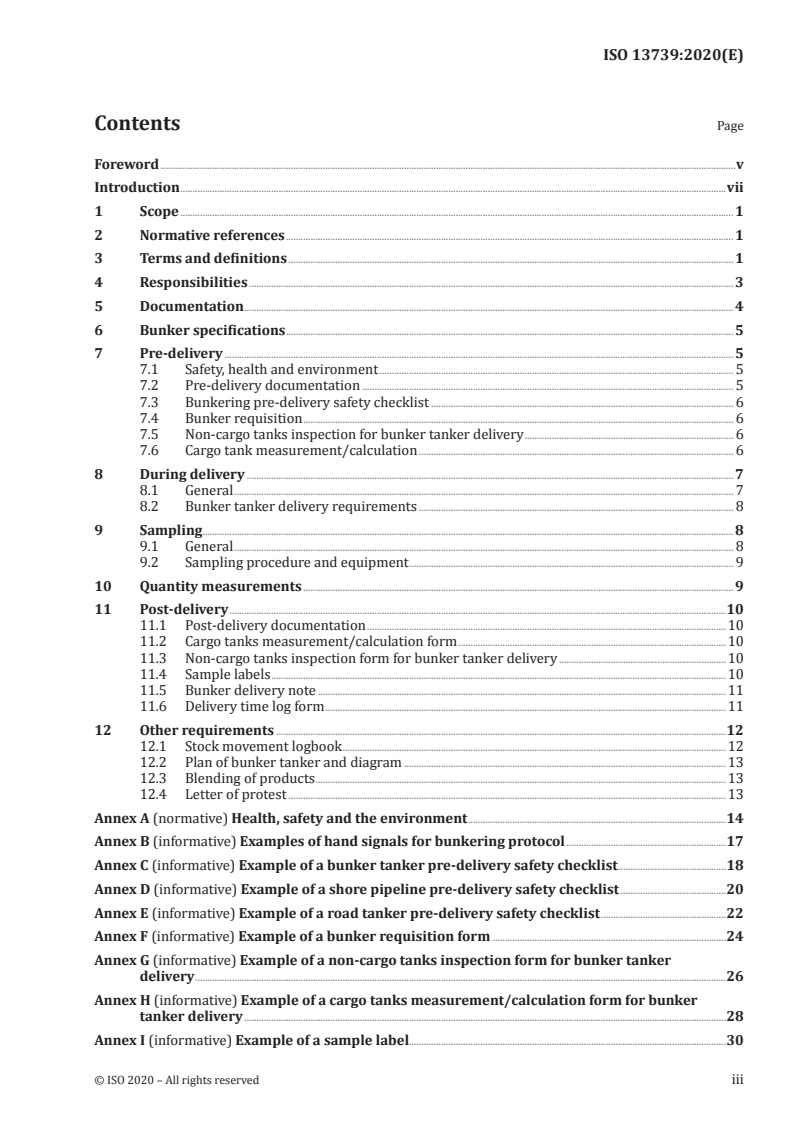 ISO 13739:2020 ISO 13739:2020 - Petroleum products — Procedures for the transfer of bunkers to vessels/13/2020 - Page 3 preview