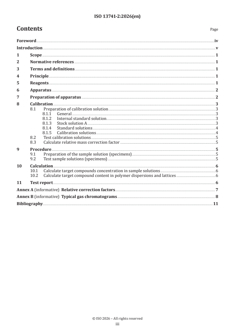 ISO 13741-2:2026 ISO 13741-2:2026 - Plastics/rubber — Determination of residual monomers and other organic components by capillary-column gas chromatography — Part 2: Headspace method - Page 3 preview