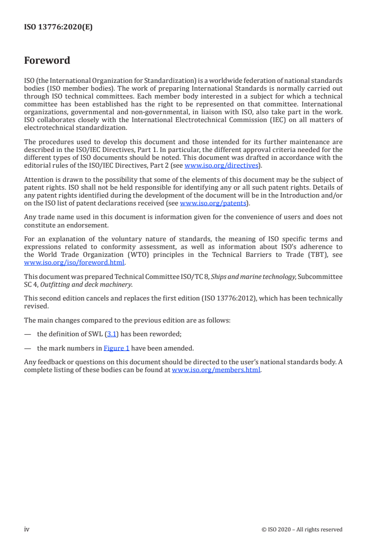 ISO 13776:2020 ISO 13776:2020 - Ships and marine technology — Ship's mooring and towing fittings — Pedestal fairleads/28/2020 - Page 4 preview