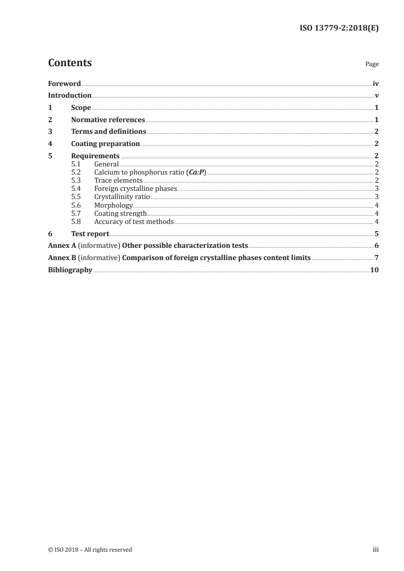 ISO 13779-2:2018 ISO 13779-2:2018 - Implants for surgery — Hydroxyapatite — Part 2: Thermally sprayed coatings of hydroxyapatite/5/2018 - Page 3 preview