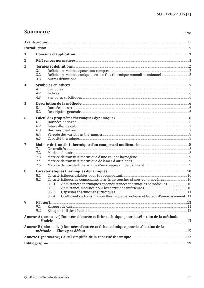 ISO 13786:2017 ISO 13786:2017 - Performance thermique des composants de bâtiment — Caractéristiques thermiques dynamiques — Méthodes de calcul/30/2017 - Page 3 preview